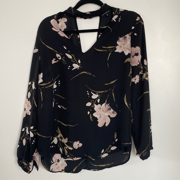 Dynamite Floral V-Neck Blouse with Choker - Picture 1 of 14